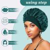 (2Pcs + 4Pcs) Satin Silk Hair Bonnet for Sleeping Women,Large Bonnets with Elastic Wide Tie Band Silk Sleep Cap,Hair Wrap Night Cap with Adjustable Straps for Black Women Curly Hair Jumbo Bonnet Braid view 3