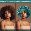 (2Pcs + 4Pcs) Satin Silk Hair Bonnet for Sleeping Women,Large Bonnets with Elastic Wide Tie Band Silk Sleep Cap,Hair Wrap Night Cap with Adjustable Straps for Black Women Curly Hair Jumbo Bonnet Braid view 4