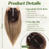 starluck 14 Inch Ombre Dark Blonde Hair Toppers for Women Synthetic Hair Toppers Hair Pieces Swiss Base with 3 Clips in Wiglets Toppers for Women with Thinning Hair Hair Loss view 2