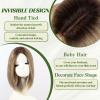 starluck 14 Inch Ombre Dark Blonde Hair Toppers for Women Synthetic Hair Toppers Hair Pieces Swiss Base with 3 Clips in Wiglets Toppers for Women with Thinning Hair Hair Loss view 3