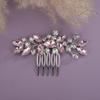 Teyglen Pink Rhinestone Bridal Side Comb Crystal Bride Wedding Hair Comb Sparkly Hair Accessories Rhinestone Headpiece for Women view 1