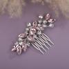 Teyglen Pink Rhinestone Bridal Side Comb Crystal Bride Wedding Hair Comb Sparkly Hair Accessories Rhinestone Headpiece for Women view 2