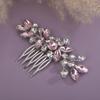 Teyglen Pink Rhinestone Bridal Side Comb Crystal Bride Wedding Hair Comb Sparkly Hair Accessories Rhinestone Headpiece for Women view 3
