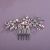 Teyglen Pink Rhinestone Bridal Side Comb Crystal Bride Wedding Hair Comb Sparkly Hair Accessories Rhinestone Headpiece for Women view 4