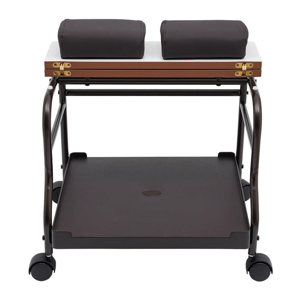 Beauty Salon Nail or Foot Bath Spa Portable Trolley Cart Footrest Stand with Wheels, Foot Trolley for Foot Rest Pedicure Manicure Funiture Massage Table Salon Supplies 39.7lbs Load Capacity (Coffee)