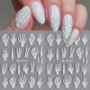 Halloween Skull & Skeleton Nail Art Decals - 3 Sheets, 5D Embossed Finger Skull Stickers, Self-Adhesive Hand Bones Nail Sliders - DIY Manicure Supplies for Women & Girls view 1