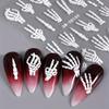Halloween Skull & Skeleton Nail Art Decals - 3 Sheets, 5D Embossed Finger Skull Stickers, Self-Adhesive Hand Bones Nail Sliders - DIY Manicure Supplies for Women & Girls view 2