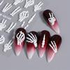 Halloween Skull & Skeleton Nail Art Decals - 3 Sheets, 5D Embossed Finger Skull Stickers, Self-Adhesive Hand Bones Nail Sliders - DIY Manicure Supplies for Women & Girls view 3