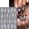 Halloween Skull & Skeleton Nail Art Decals - 3 Sheets, 5D Embossed Finger Skull Stickers, Self-Adhesive Hand Bones Nail Sliders - DIY Manicure Supplies for Women & Girls view 4