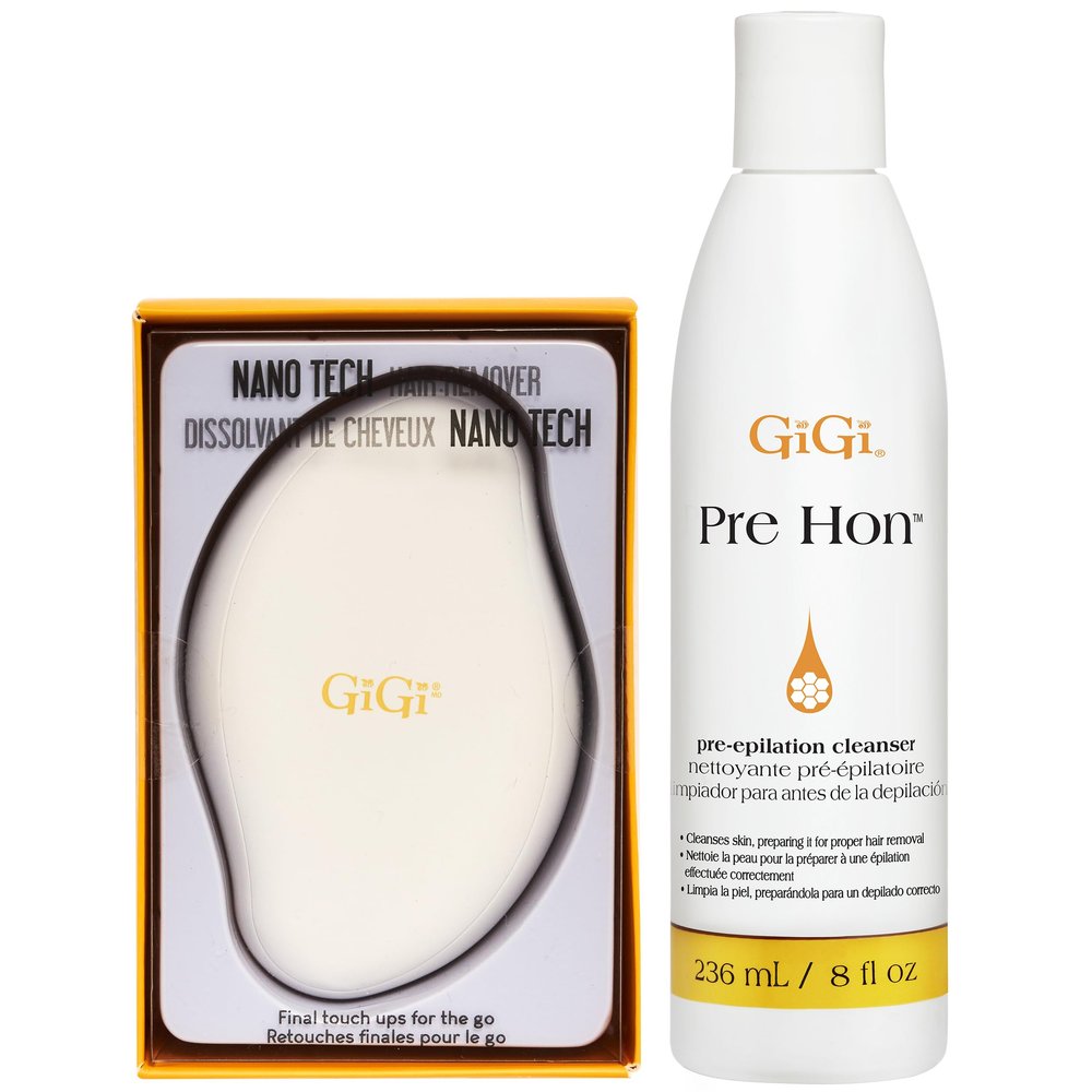GIGI Pre-Epilation Cleanser & Nano Tech Hair Remover, Hair Removal Cleanser & Pre-Waxing Treatment, 8 fl oz