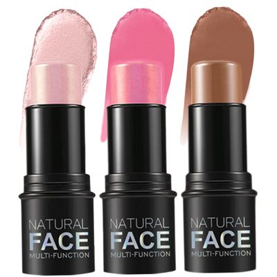 Contour Stick 3PCS Set, Contouring Stick 3 Colors, Waterproof Long Lasting Blush Stick Natural Finish, Multipurpose Highlighter Makeup Stick for Cheeks, Lips