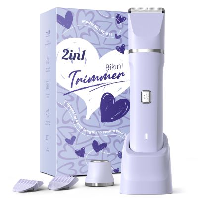 Risina Bikini Trimmer for Women, 2-in-1 Electric Shaver, IPX7 Waterproof, Gentle for Bikini Line & Sensitive Areas, Cordless Rechargeable for Legs Underarms Face, Purple Gift for Women, Teen Girl Gift