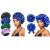 (2Pcs + 4Pcs) Satin Silk Hair Bonnet for Sleeping Women,Hair Wrap Cap for Curly Hair,Elastic Wide Band Hair Bonnet Shower Cap for Sleeping view 1