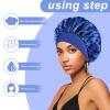 (2Pcs + 4Pcs) Satin Silk Hair Bonnet for Sleeping Women,Hair Wrap Cap for Curly Hair,Elastic Wide Band Hair Bonnet Shower Cap for Sleeping view 3