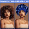 (2Pcs + 4Pcs) Satin Silk Hair Bonnet for Sleeping Women,Hair Wrap Cap for Curly Hair,Elastic Wide Band Hair Bonnet Shower Cap for Sleeping view 4