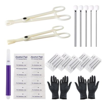 Body Piercing Kit - Yuelong 40pcs Piercing Needles Clamps Kit Mix Needles 12G 14G 16G 18G 20G with 2 Piercing Clamps Forceps for Ear Nose Lip Septum Belly Nipple Body Piercing