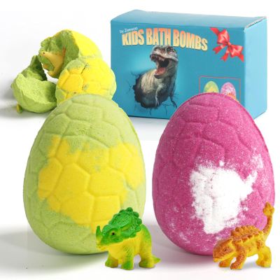 Bath Bombs for Kids with Toys Inside - 2 Organic Kids Bath Bombs with Surprise Inside, Dinosaur Bath Bombs for Kids 3-9 Years, Bath Bombs Gifts Easter Baskets Stuffers for Kids Boys Girls