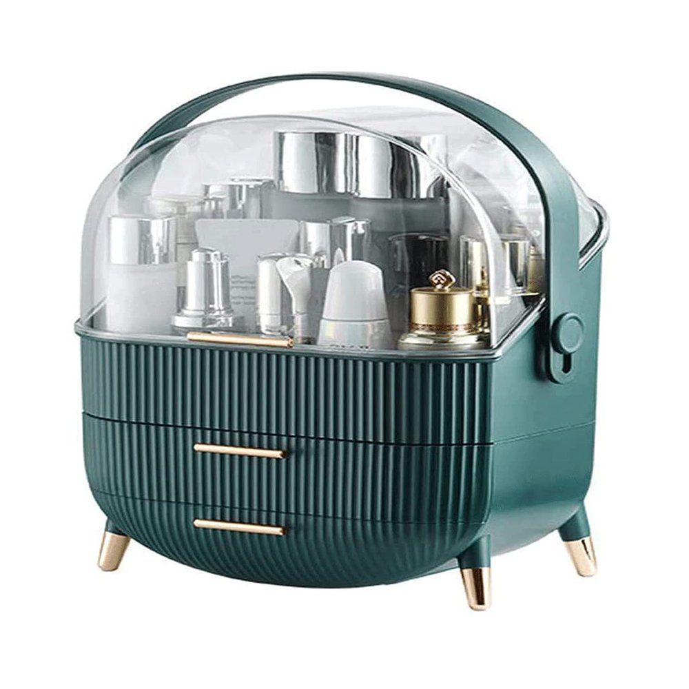 Cosmetic Box Skin Care Product Storage Box Cosmetic Storage Box with 2 Drawers and Transparent Display Shelf Skin Care Product Storage Box