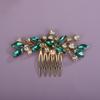 Teyglen Green Rhinestone Bridal Side Comb Crystal Bride Wedding Hair Comb Sparkly Hair Accessories Rhinestone Headpiece for Women view 4