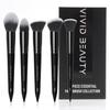 5pcs Face Makeup Brush Set - Ideal for Setting Powder, Blush & Contour - Fluffy Brushes Enhanced Powder Pickup for Smooth, Natural Application, A Collection Designed for Cheeks Make up (Black) view 1