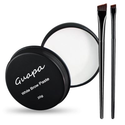 20g White Brow Mapping Paste Brow Contour Paste Brow Lip Shape Position Tool, 2pcs Eyebrow Brush Kit, Mapping Tool for Sketching Contouring the Eyebrow and Lip (Black Tin Kit)