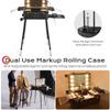 BYOOTIQUE Rolling Makeup Case with LED Lighted Mirror 22 Inch Professional Cosmetic Organizer Storage Travel Aluminum Trolley Case with Extendable Tray Adjustable Leg For Makeup Artist Studio Salon view 3
