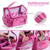 BS-MALL Makeup Bag, Transparent PVC Clear Travel Makeup Brush Holder, Tool Organizer Case with Shoulder Strap (Hotpink) view 3