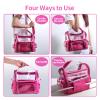 BS-MALL Makeup Bag, Transparent PVC Clear Travel Makeup Brush Holder, Tool Organizer Case with Shoulder Strap (Hotpink) view 4