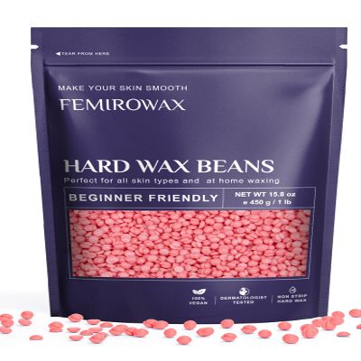 FEMIROWAX Wax Beads, 1lb Hard Wax Beans for Hair Removal Sensitive Skin with Rose Formula Waxing Beads for Full Body Brazilian Bikini Face Eyebrow at Home Wax Refill for Women Men