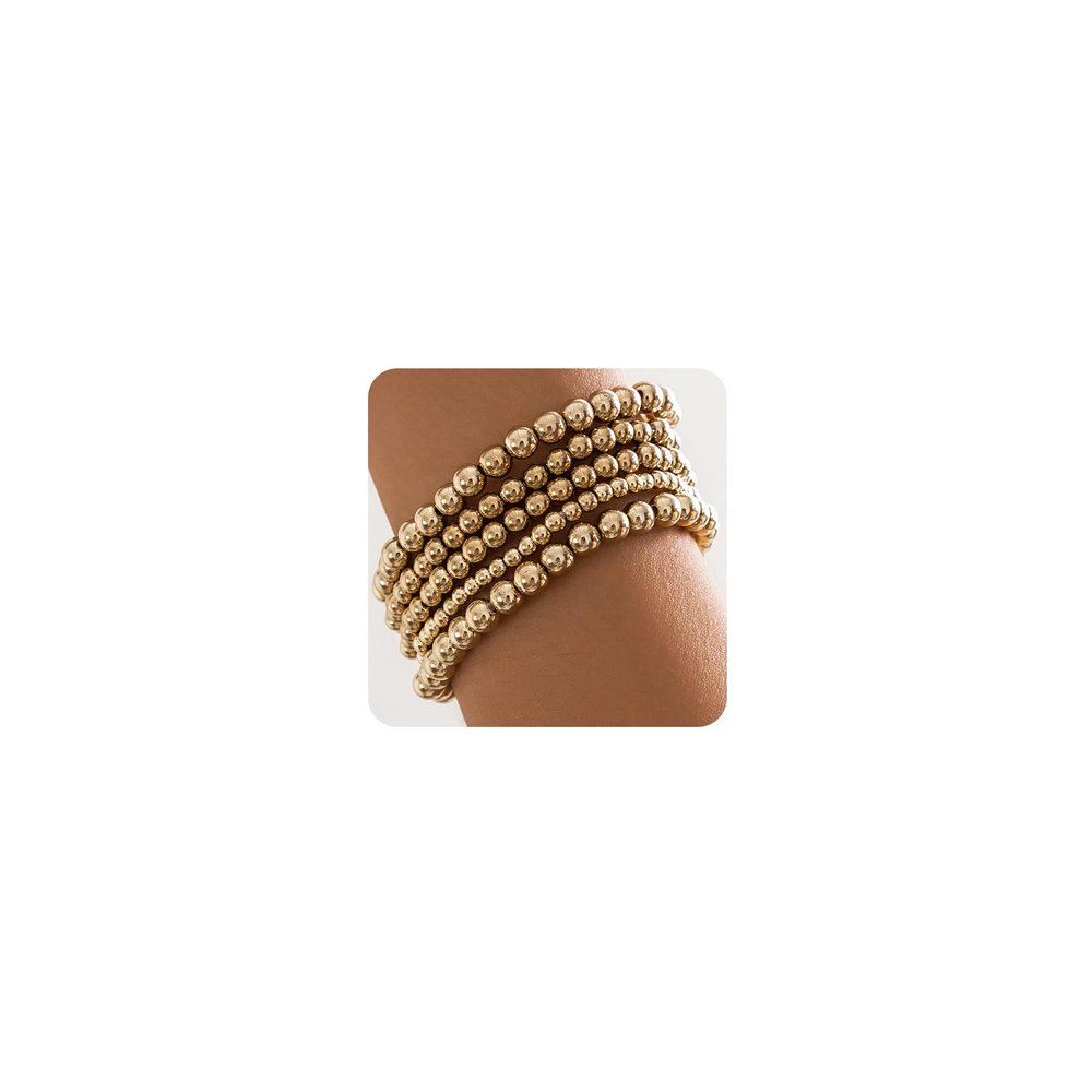 fxmimior Fashion Boho Dainty Simple Silver Gold Chain Bracelets Set for Women Adjustable Chunky Flat Cable Chain Love Punk Bracelets for Women 5Pcs (Gold)