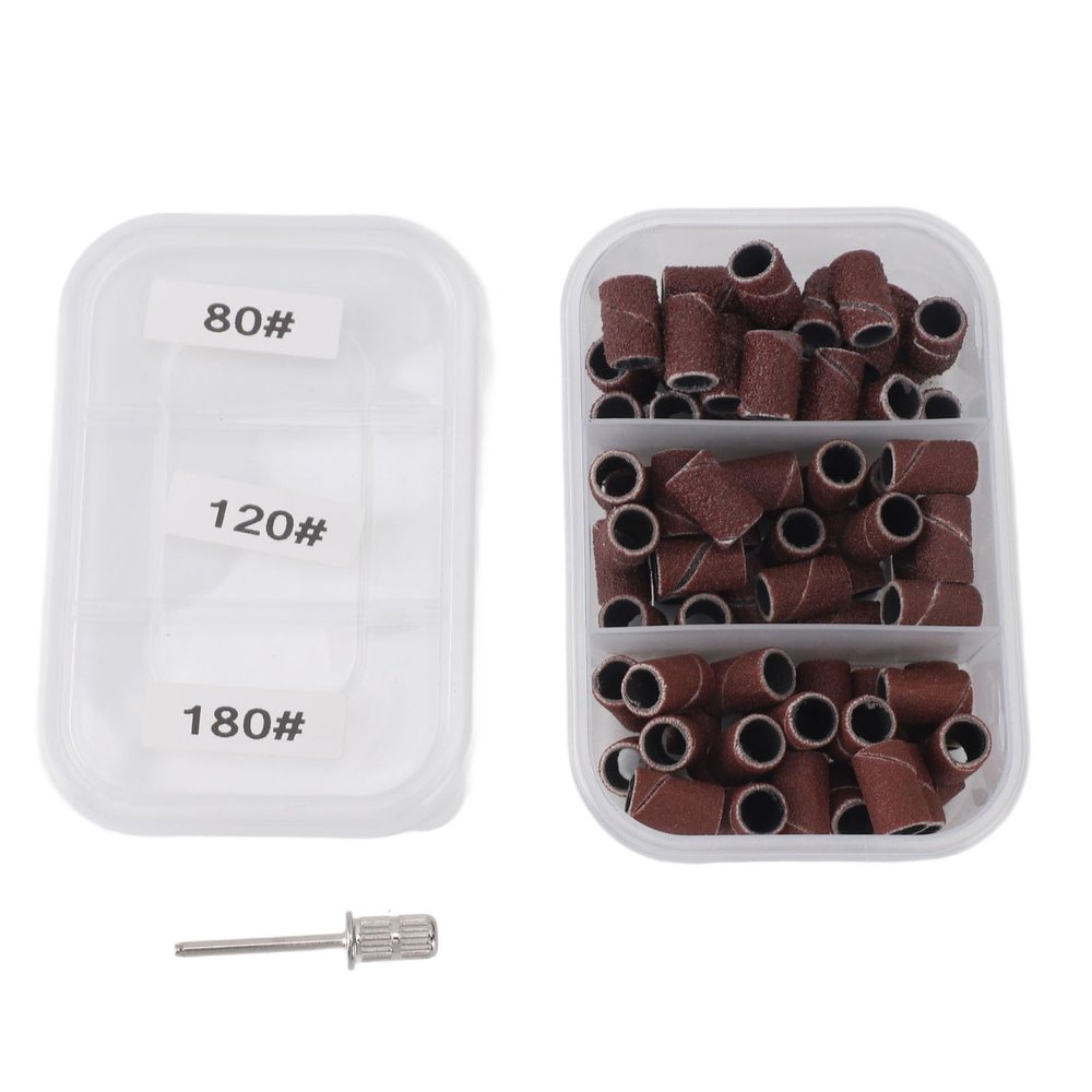 75pcs Small Manicure Sanding Band,80# 120# 180# Nail Sanding Bands Set,Dead Skin Removal Manicure Grinding Bands with Mandrel Bit for Nails Polishing and Shaping