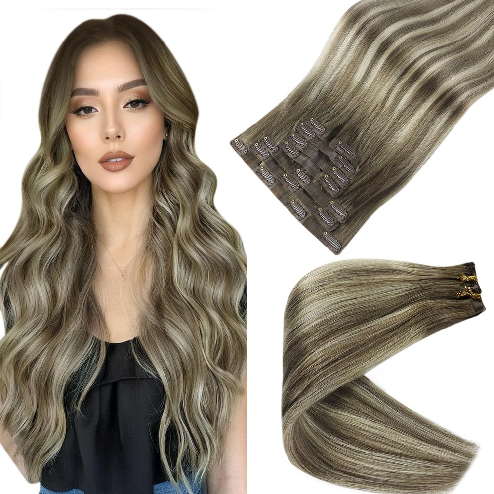 Full Shine #6/60/6 18in+ #7/800/7 18in Seamless Clip in Hair Extensions Real Human Hair Pu Weft Clip in Extensions 8Pcs 120G
