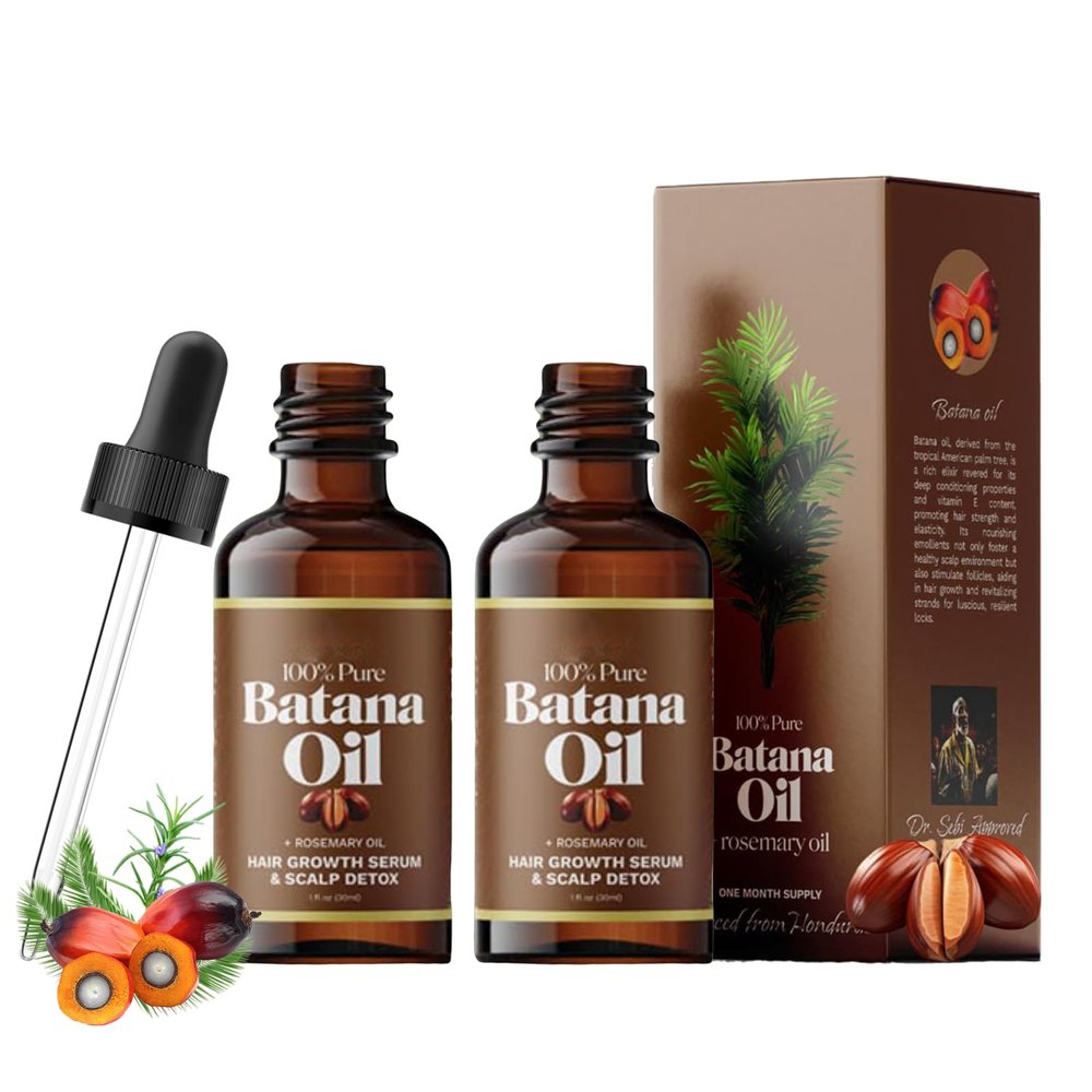 Batana Oil for Hair Growth, Upgrade 100% Natural Raw Batana Oil Unrefined Natural Batana Oil Revitalized Hair Strength - Promotes Hair Thickness for Women & Men Hair Care Oil, 30ML (2Pcs)