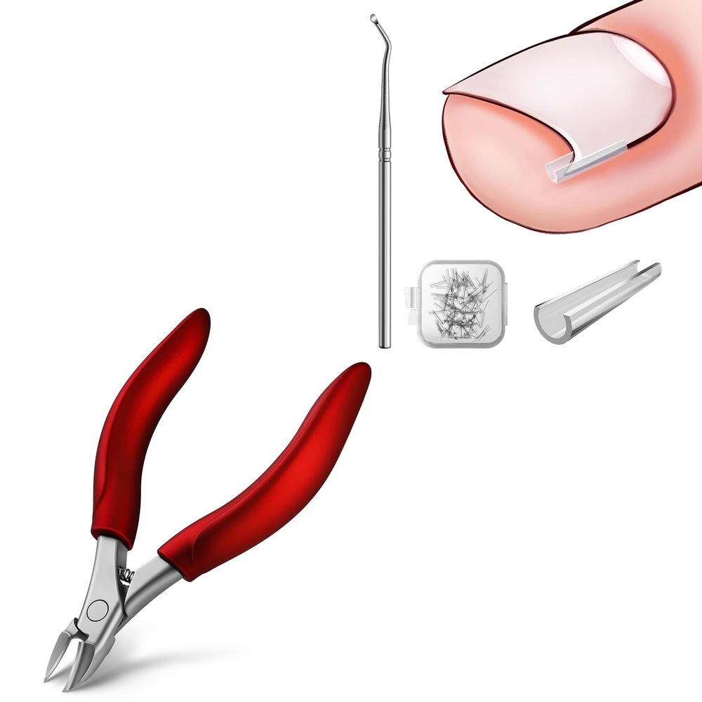 BEZOX Ingrown Toenail Corrector Set with Toenails Clipper for Thick Nails - 40 Pcs Pain-Free Toenail Straightener Strips with Toenail Lifter - Easy Use Ingrown Toenail Tools Kit