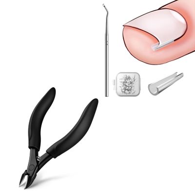 BEZOX Ingrown Toenail Corrector Set with Toenails Clipper for Thick Nails - 40 Pcs Pain-Free Toenail Straightener Strips with Toenail Lifter - Easy Use Ingrown Toenail Tools Kit