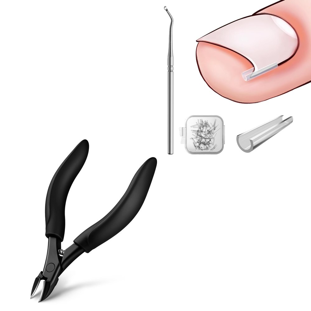 BEZOX Ingrown Toenail Corrector Set with Toenails Clipper for Thick Nails - 40 Pcs Pain-Free Toenail Straightener Strips with Toenail Lifter - Easy Use Ingrown Toenail Tools Kit