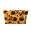 VTCTOASY Makeup Bag for Women Sunflowers on white background Travel Cosmetic Bag Large Capacity Portable Makeup Organizer Bags PU Leather Waterproof Toiletry Bag Cute Aesthetic Zipper Makeup Pouch view 1