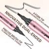 2-in-1 Dual-Ended Waterproof Eyebrow Pencils with 4-Fork-Tip for Women, 3D Microblading Eyebrow Pen with Eyeliner Pencil, Natural Hair Like Strokes, All-Day Wear (03 Gray) view 2