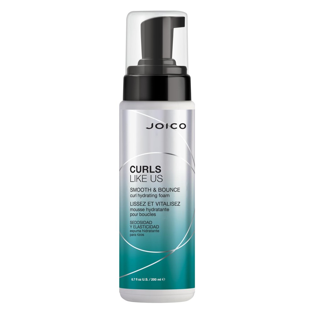 Joico Curls Like Us Smooth & Bounce Curl Hydrating Foam | For Curly Hair | Reduce Frizz | Enhance Curl Patterns | 72-Hour Humidity Protection | With Moringa Seed & Algae Oil | 6.7 Fl Oz