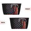 Firefighter Axe Red Line Flag Cute Print Leather Toiletry Bag - Portable Makeup Pouch For Women With Zipper, Travel Cosmetic Bags 7x2.4x5in view 2