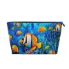The Underwater World Tropical Fish Cute Print Leather Toiletry Bag - Portable Makeup Pouch For Women With Zipper, Travel Cosmetic Bags 7x2.4x5in view 1