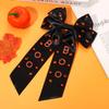 Halloween Hair Bows for Women - Spooky BOO Hair Bow Clips, Rhinestone Large Bows, Silky Satin Black Ribbons, Barrettes, Clips, Accessories for Costume Outfits view 2