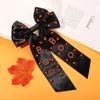 Halloween Hair Bows for Women - Spooky BOO Hair Bow Clips, Rhinestone Large Bows, Silky Satin Black Ribbons, Barrettes, Clips, Accessories for Costume Outfits view 3