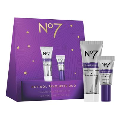 No7 Retinol Favorite Gift Set - Skincare Set Includes Retinol Night Repair Cream & Retinol Eye Cream - Visibly Smoothes, Plumps & Firms Complexion with Collagen Peptides + Shea Butter (2 Count)