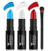 DAMUSI Blue Red White Face Paint Sticks Professional Eye Black Football Baseball Softball,Convenient Design Halloween Face Paint Makeup for Adults and KidsBlue/White/Red Body Paint Sticks view 1