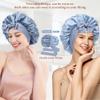 Ufgin 100% Mulberry Silk Bonnet for Sleeping Women Double Layer Silk Hair Bonnet Natural Silk Sleep Cap with Elastic Reversible Hair Wrap (Haze Blue + Sky Blue) view 2