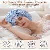 Ufgin 100% Mulberry Silk Bonnet for Sleeping Women Double Layer Silk Hair Bonnet Natural Silk Sleep Cap with Elastic Reversible Hair Wrap (Haze Blue + Sky Blue) view 4