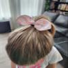 Cotton Fabric Knot Bow Hair Tie (4 Pink Rainbow Dots) view 2