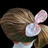 Cotton Fabric Knot Bow Hair Tie (4 Pink Rainbow Dots) view 3