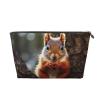 Funny Squirrel Cute Print Leather Toiletry Bag - Portable Makeup Pouch For Women With Zipper, Travel Cosmetic Bags 7x2.4x5in view 1